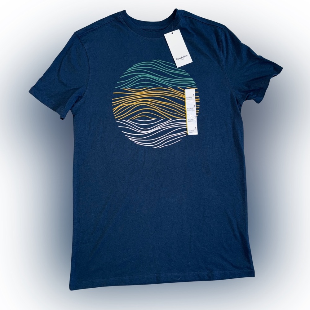 Goodfellow & Co Blue Wave Graphic Tee Men’s Casual Target Style Size S NWT